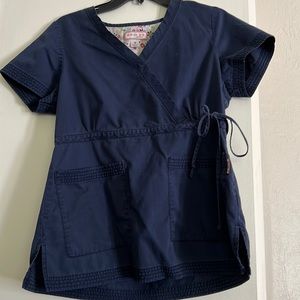 Navy blue, Koi, scrub top